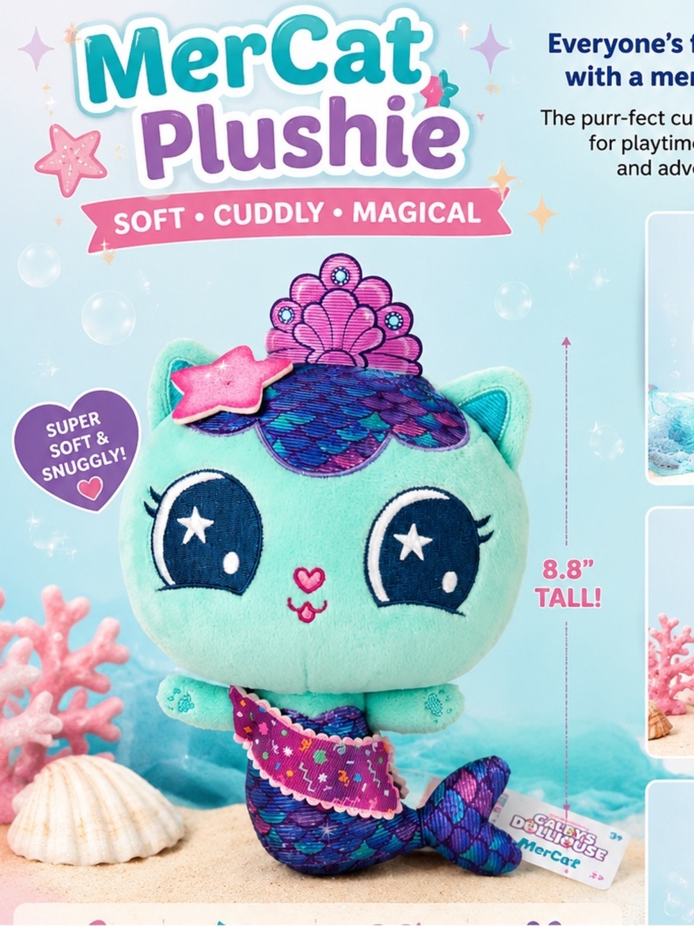 DreamWorks MerCat Plush - Aqua, Teal, Purple, Pink